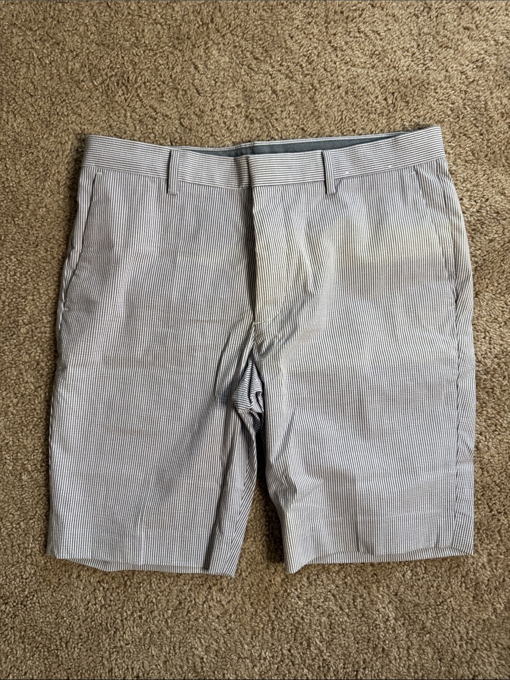 Uniqlo Men's Seersucker Flat-Front Shorts - Blue/White